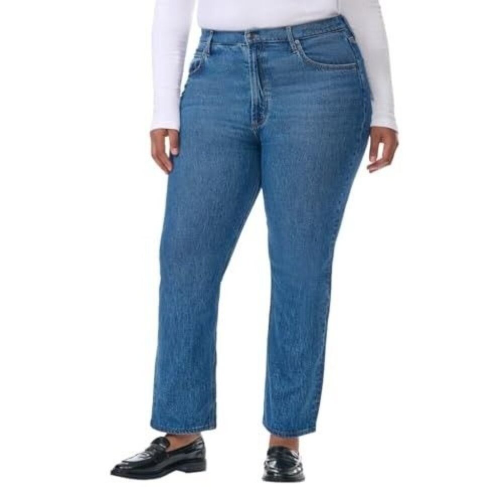 Kirkland Signature Women 14 High Rise Straight Leg Jeans Denim Pants Inseam 28"